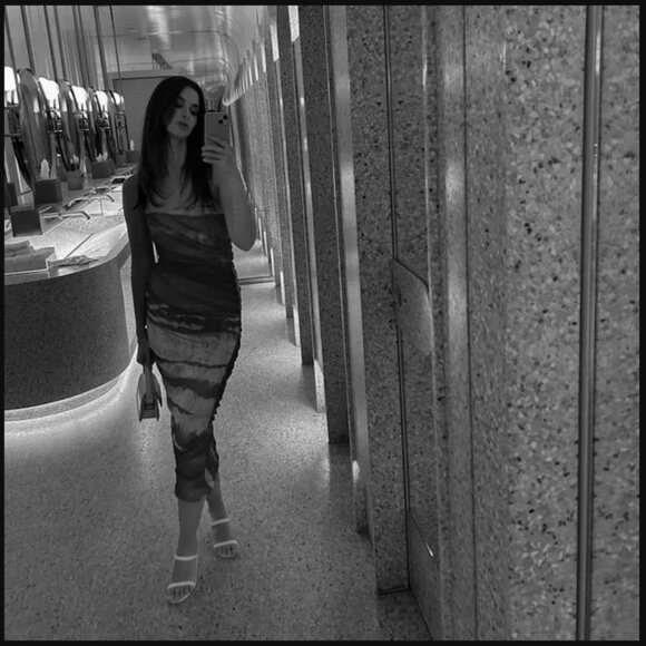 ZARA PRINTED MESH TUBE MIDI DRESS - Picture 4 of 6